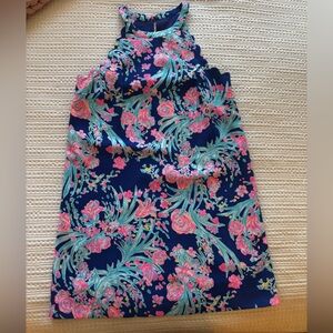 Lilly Pulitzer Floral Sleeveless Dress in Navy and Pink